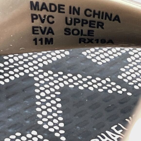 Michael Kors Jet Set Womens 11 Brown Flip Flops Gold Sandals Beach PVC Signature - Picture 4 of 12